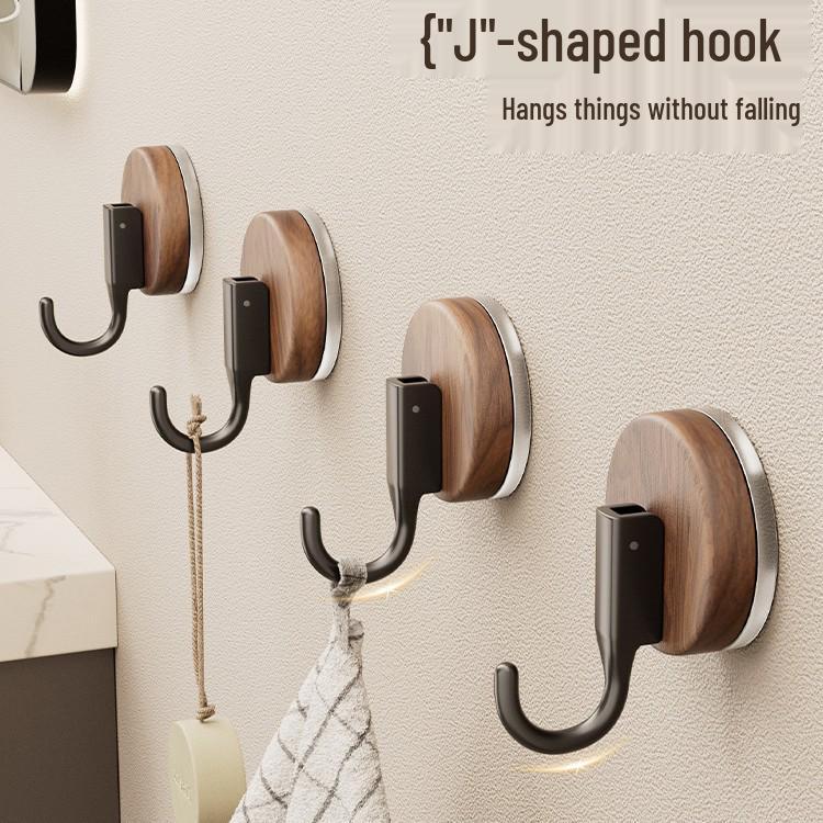 Wood Grain Suction Cup Hook - No-Drill, Strong Load, Mark-Free for Kitchen, Bathroom, or Dorm.