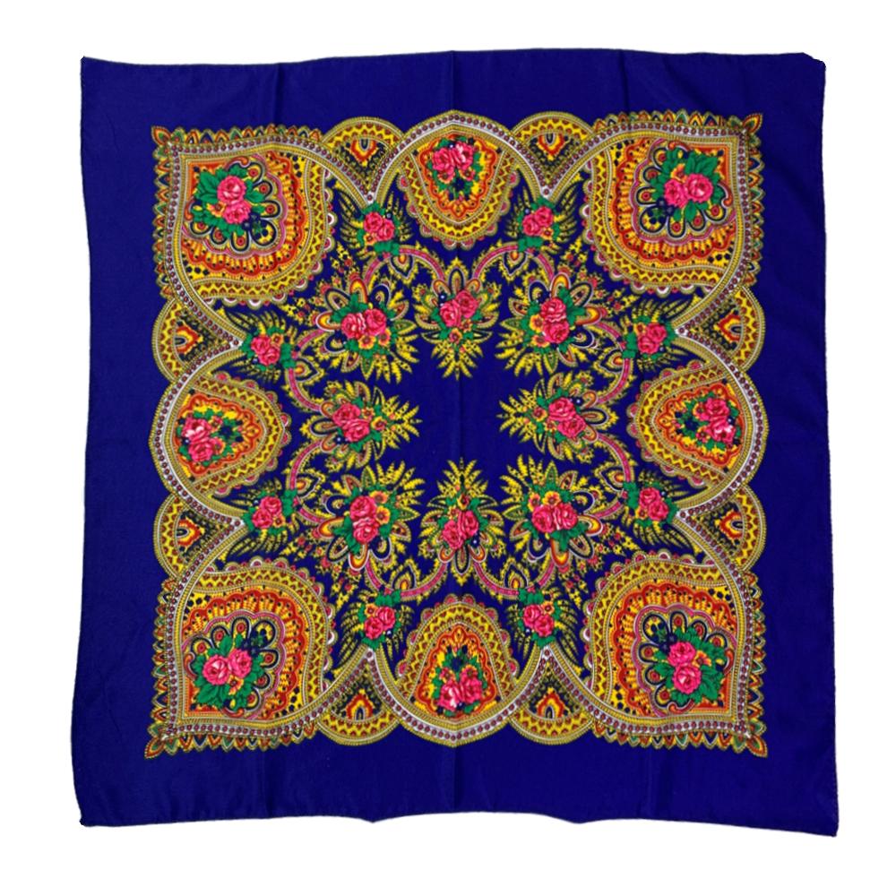 70*70см Русский квадратный платок Женский Роскошный с цветочным принтом Бандана Шаль Женская Повязка на голову Платки Бабушкин платок