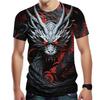 Summer Round Neck 3D Dragon Pattern Print Top Fashionable Casual Short Sleeved Men's T-shirts
