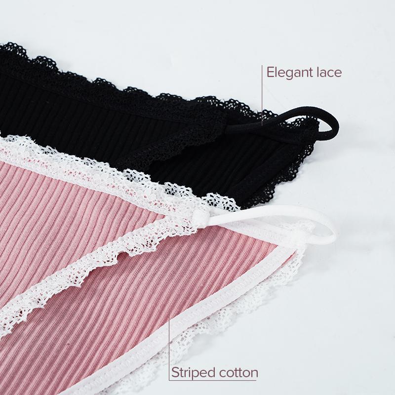 Sweet Girl Panties Lace Edge Thin Waistband Cotton Crotch Briefs