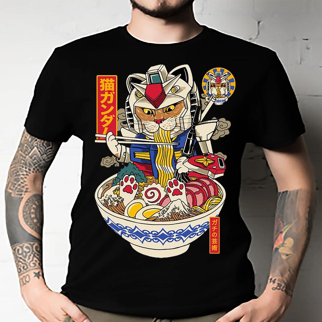 Men's and Women's T-shirts RAMEN CAT GUNDAM