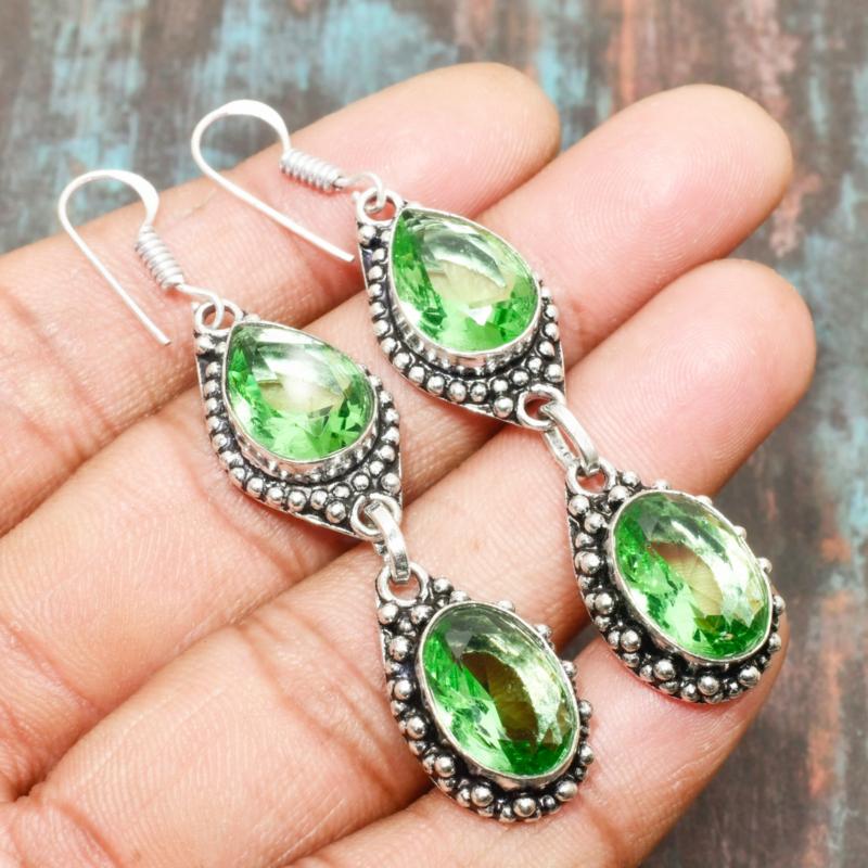 Beautiful Tsavorite Gemstone Handmade 925 Sterling Silver Earring Jewelry