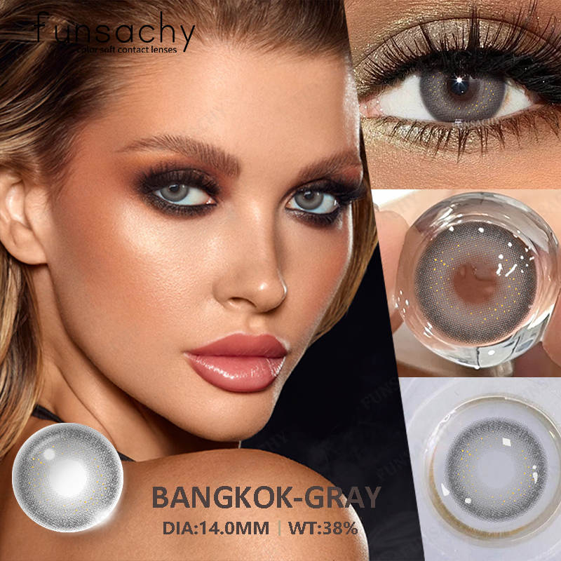 FUNSACHY 1 Pair New Color Contact Lenses for Eyes Beautiful Pupil Fashion Gray Brown Soft Lenses Yearly Cosmetics Korean Lens