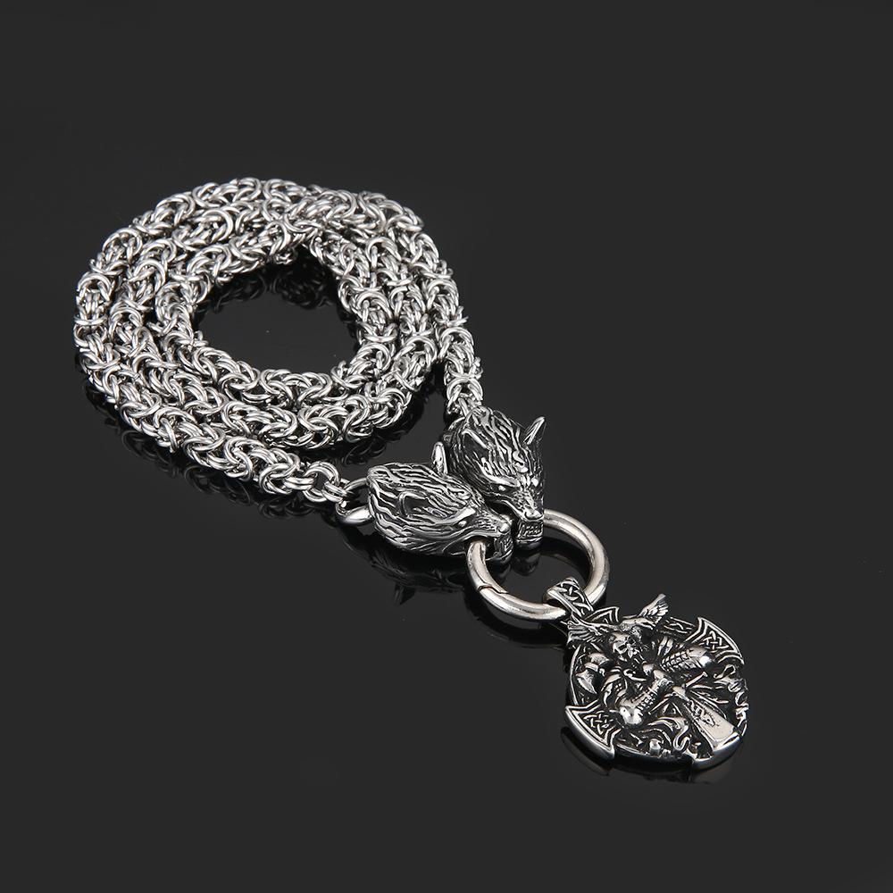 Личность Nordic Нержавеющая сталь Викинг волк Botter Auding самурай кулон ожерелье мужские ювелирные изделия