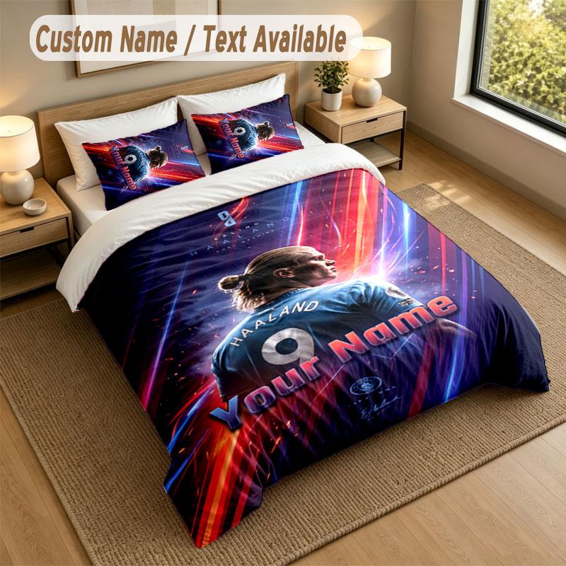Bedding Set 1 Duvet Cover 2 Pillowcases Erling Haaland Print Soft Bed Linen Bedroom Decor