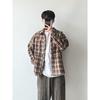 Spring and Autumn Japanese Style Retro Plaid Shirt Men's and Women's Hong Kong Style Loose Casual Long Sleeves Shirt Thin Preppy Style Coat