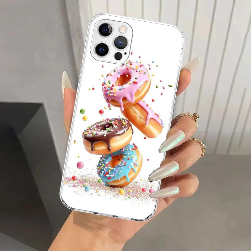 Чехол для телефона Macaron Ice Cream Cake Doughnut для Iphone 17 Air 16 15 Plus 14 13 Mini 12 11 Pro Max 16E 7 8 SE 2020 Мягкий Funda Prin