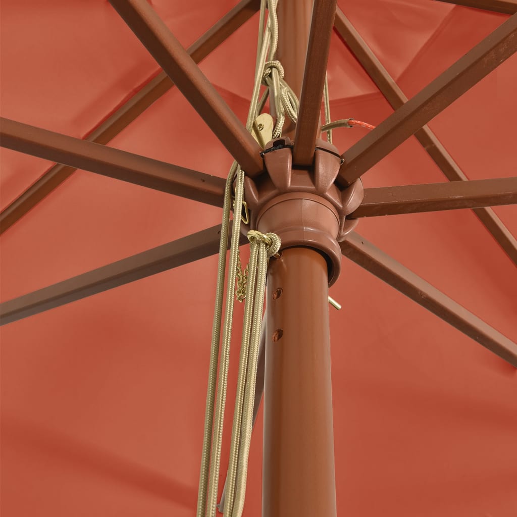 Parasol Ogrodowy Na Drewnianym Słupku, Terakotowy, 400X273 Cm