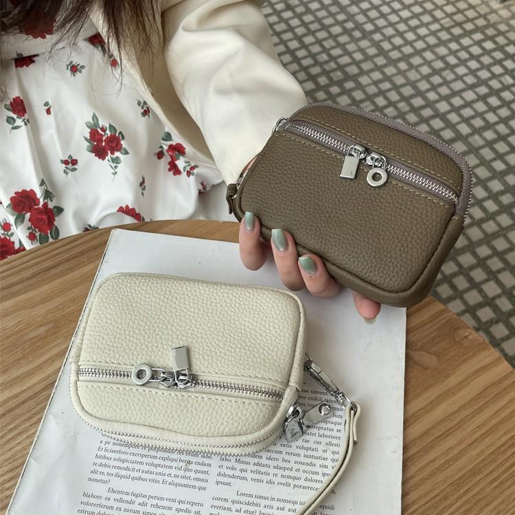 Women's Minimalist Genuine Leather Coin & Key Purse - Double Zipper Design for Lipstick & Coin Storage (2025 Edition)