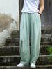 Johnature Women Loose Cotton Linen Casual Pants Solid Color Elastic Waist Lantern Pants Spring Female Trousers