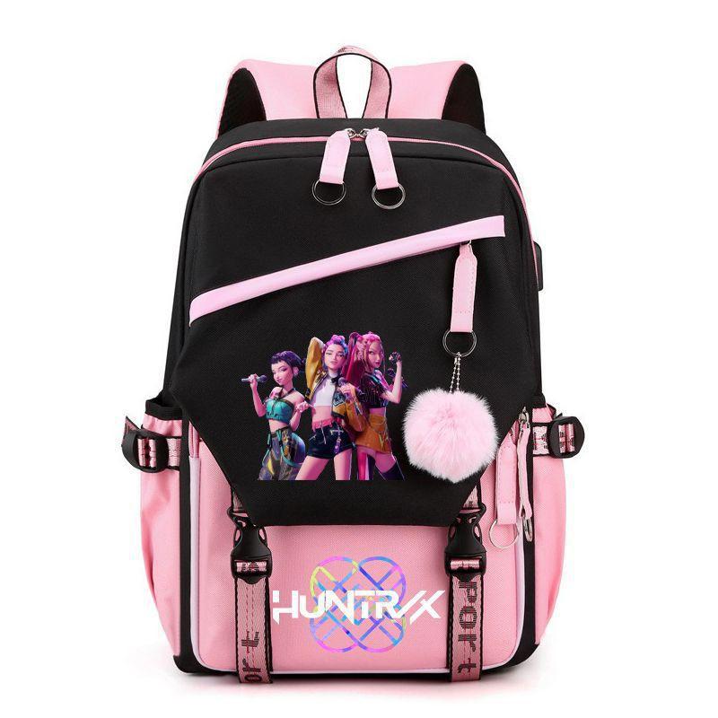 Stylish K-Pop Inspired School Backpack Teens Oxford Fabric Padded Straps 16-inch Laptop Compartment Urban Minimalist Design