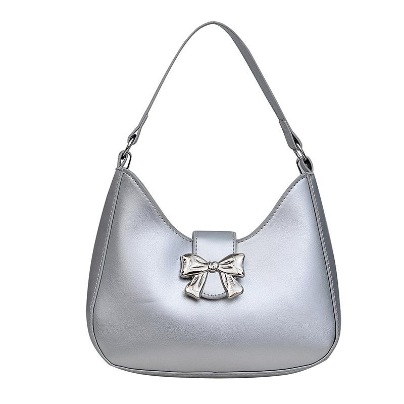 Модная повседневная сумка-мешок с бантом через плечо 2024 года, популярная сумка на плечо в корейском стиле, трендовая сумка в виде полумесяца в иностранном стиле