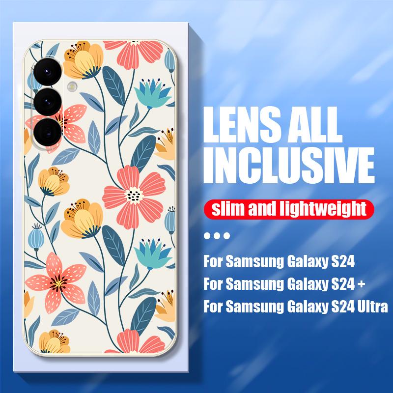 Flower Painted Shell For Samsung Galaxy S24 S22 Ultra Plus S23 S21 S20 Fe A52 A53 A54 A34 14 5g A51 A32 A13 4g Slim Shockproof Tpu Hybrid Case Cover
