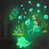 Light Glow In The Dark Mermaid Fluorescent Star Decals Sleeping On Moon Luminous Wall Stickers