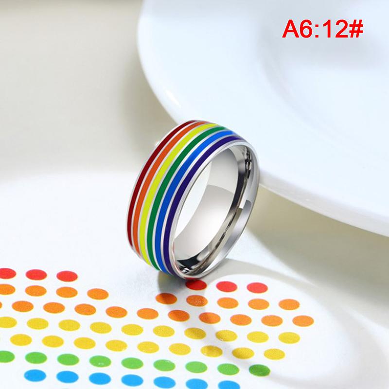 Эмалированное кольцо из нержавеющей стали с радужным ЛГБТ-кольцом для геев-лесбиянок