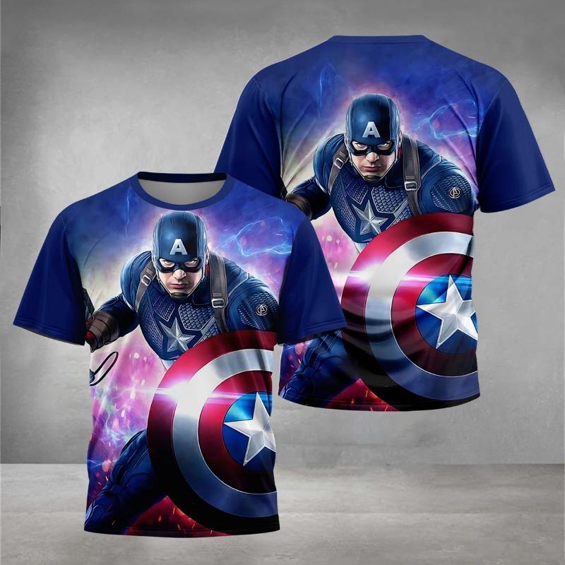 Мужская футболка Marvel Капитан Америка с 3D-печатью, повседневная, для улицы, с коротким рукавом