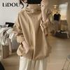 Spring Autumn New Solid Color Fashion Long Sleeve Hoodies Women High Street Casual Drawstring Pockets All-match Pullovers
