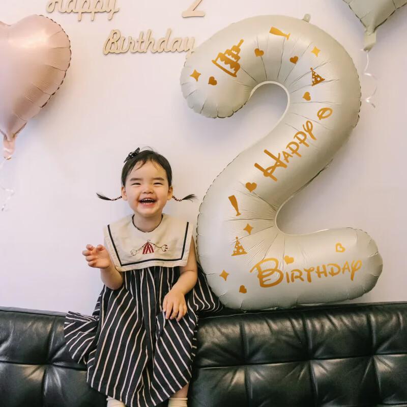 Ounizi Digital Balloon 2 Birthday Scene Decoration, Girl's Birthday Props, Atmosphere Setup, Party Decorations, Happy