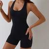 Женский комбинезон для йоги с U-образным вырезом, без рукавов, с открытой спиной, с подтяжкой ягодиц, однотонный, с мягкой подкладкой, эластичный, для фитнеса, тренажерного зала, пилатеса, спортивная одежда, одежда для тренировок