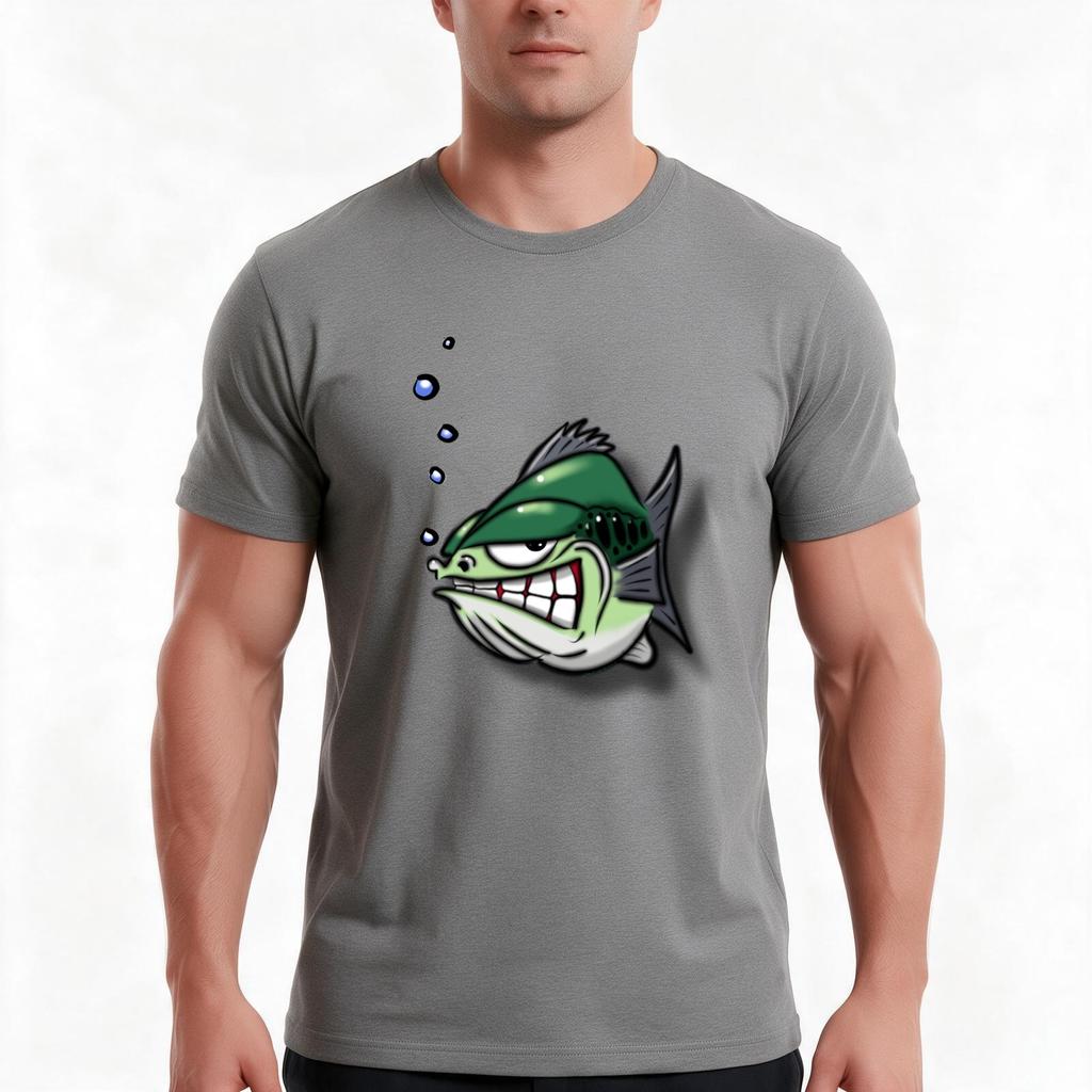 Largemouth Bass Cartoon TShirt Summer Casual Cotton Tee Oversized Streetwear Tops Vintage Graphic Print Unisex Unisex Women