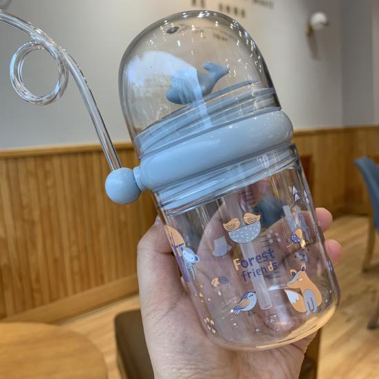 Бутылка-спрей «Кит» с соломинкой, 260 мл, безопасная для детей, для питья, для семейных праздников на открытом воздухе, подарок