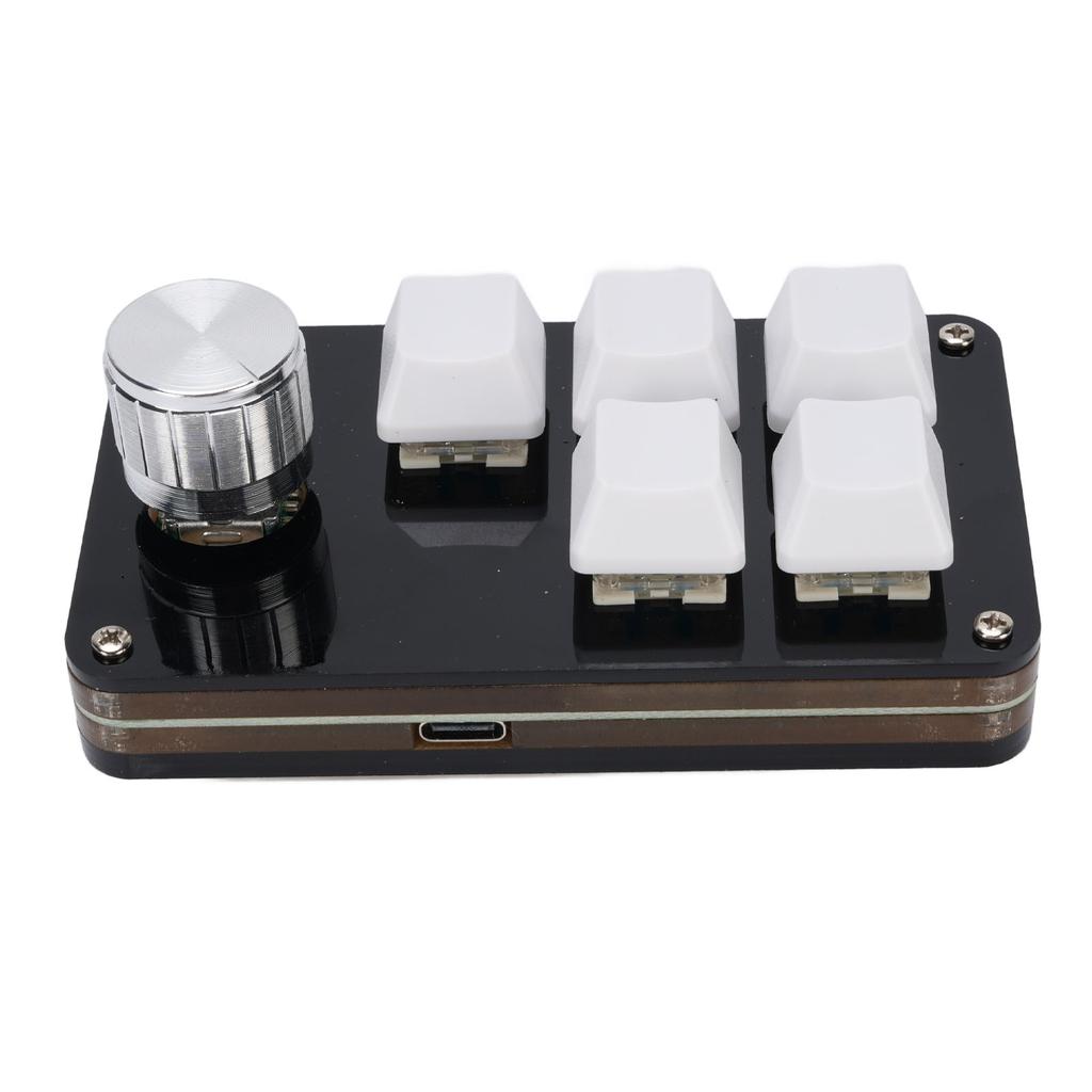 Programmable Macro Keyboard 5 Keys 1 Knob Wired Connection Hot Swappable Custom Macro Keypad for