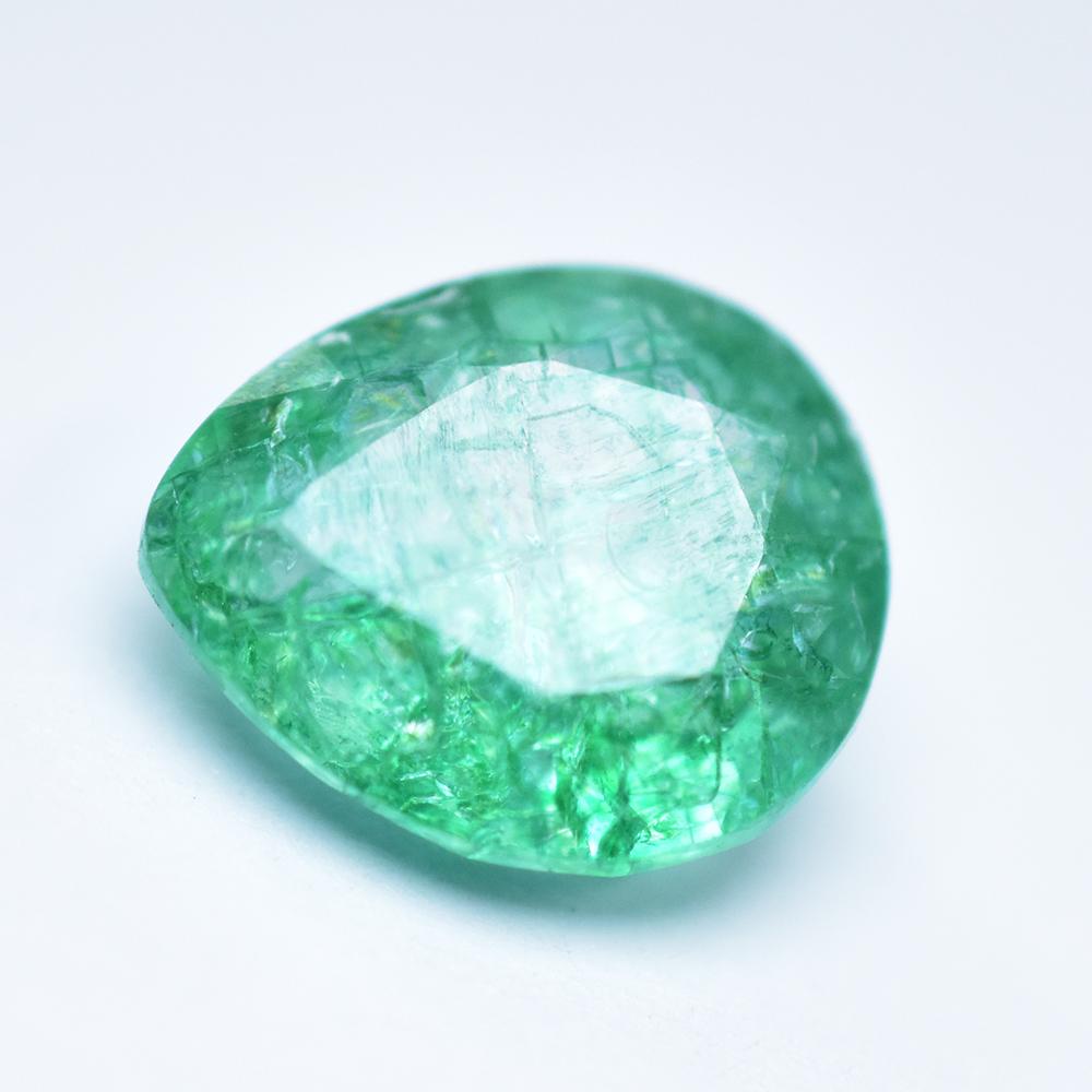 Natural Green Emerald Loose Gemstone 5.05 ct Pear Shape for Collection for Jewelry Making and Crafts