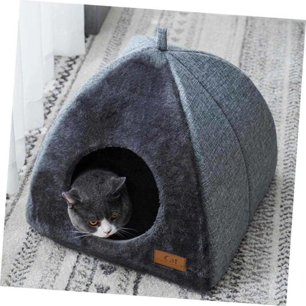 Triangular cat bed closed cat house pet bed warm thick deep sleep dog bed pet supplies