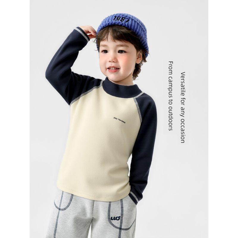 Boys' European-Style Color-Blocked Seamless Half-Turtleneck Base Shirt, Autumn/Winter 2025 New Model, Comfortable Children's Autumn Wear