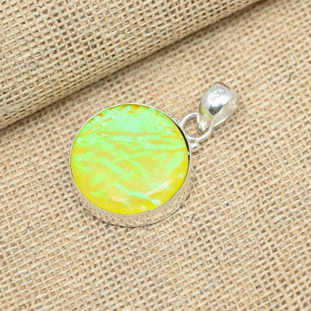 Австралийский желтый тройной опал Драгоценный драгоценный камень стерлингового серебра 925 пробы Подвеска ручной работы для нее
