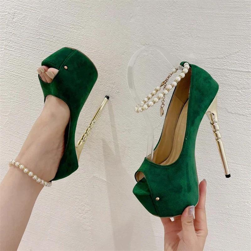 Модные сексуальные туфли-мюли с открытым носком и тонким высоким каблуком для женщин, женские туфли-лодочки с пряжкой и ремешком для ночного клуба, экстремальные туфли на шпильках на высоком каблуке