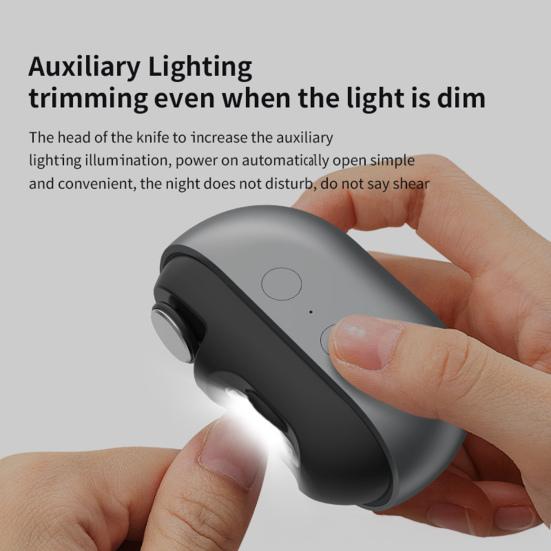 2 шт. Электрический триммер для ногтей Полировщик 3-в-1 Портативная автоматическая машинка для стрижки ногтей со светодиодной подсветкой Детям Взрослым Пожилым Перезаряжаемая машинка для стрижки ногтей Шлифовальный аппарат