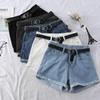 Women's High-Waisted A-Line Denim Shorts - Rolled-Up, Loose Fit, Korean Style for Summer