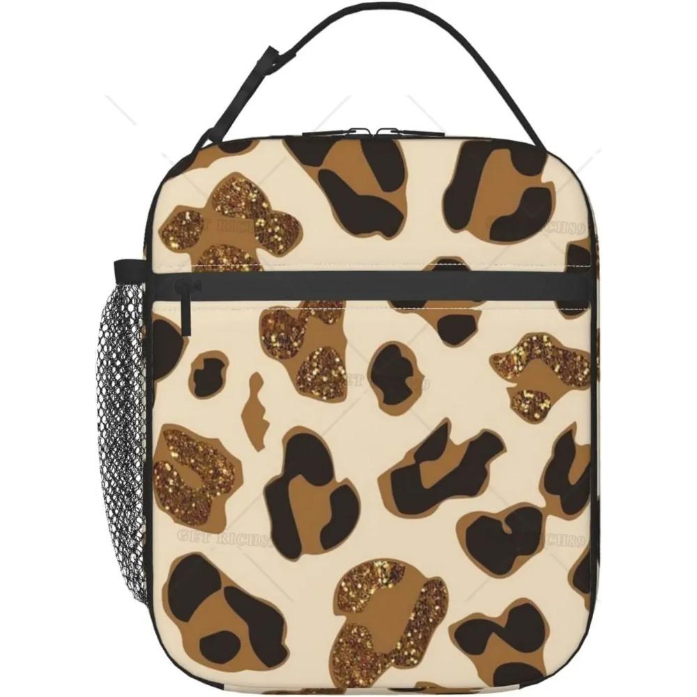 Сумка для ланча с принтом из разноцветной кожи животных, розовая, в полоску зебры, изолированная, большая, многоразовая, герметичная сумка для ланча ForWork