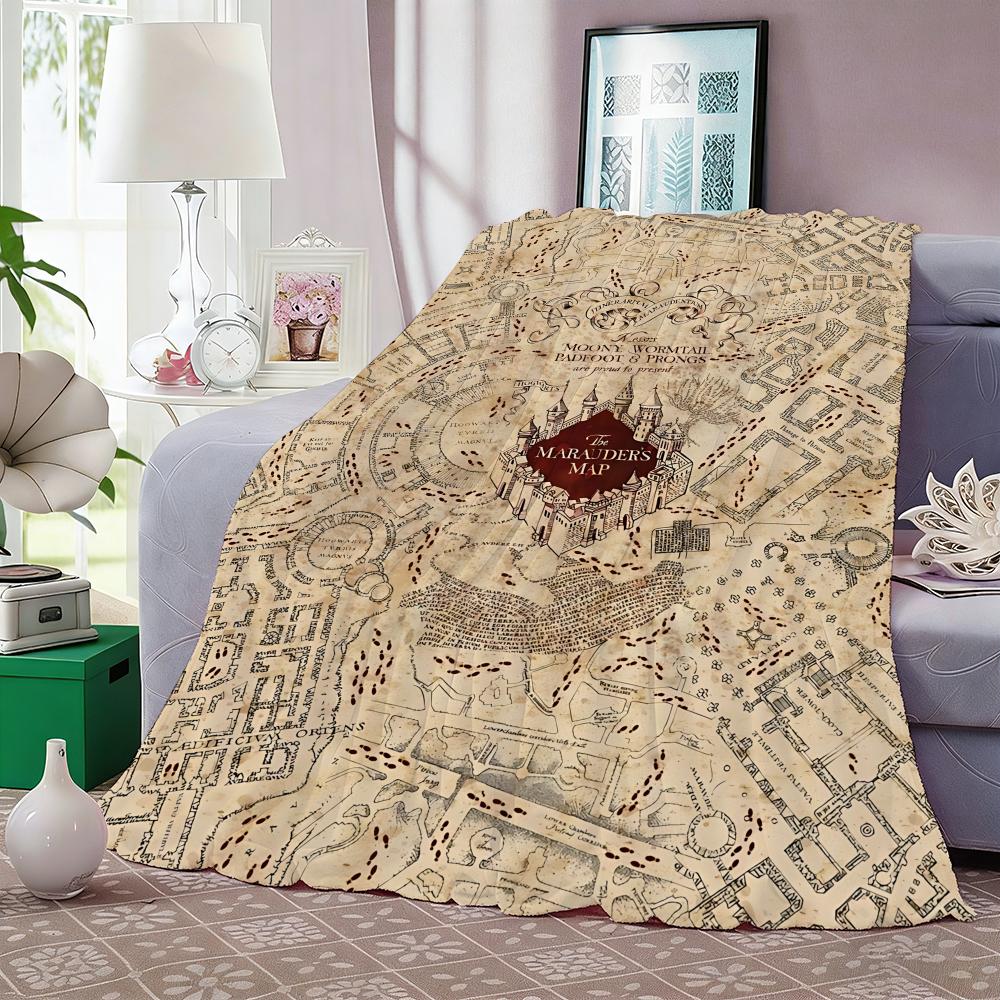 The Marauder's Map Throw Lightweight 240g Flannel Blanket Soft Skin-friendly for Summer Cooling