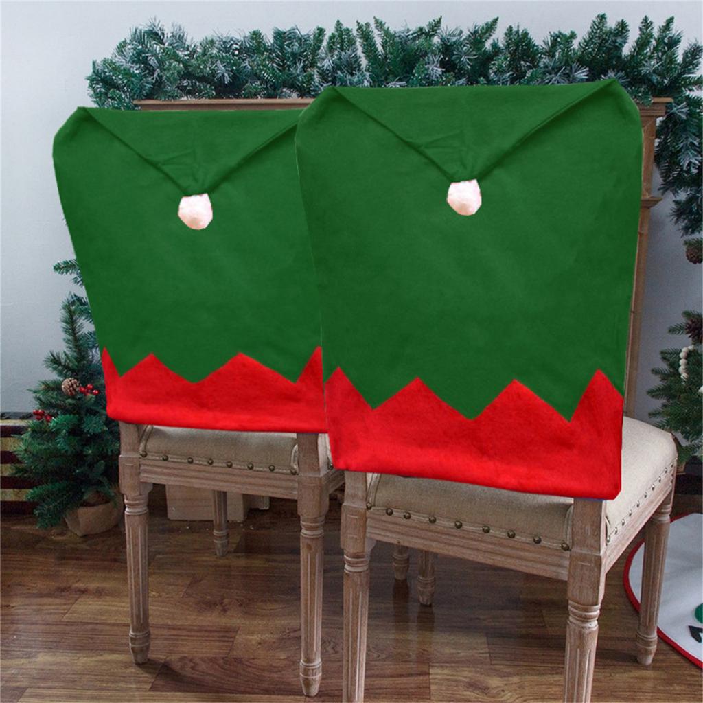 Green Santa Hat Christmas Chair Back Cover Christmas Decoration for Home 2023 New Year Decor Table Ornaments 70cmx50cm