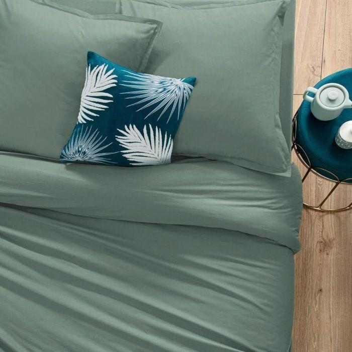 Taie d'oreiller - 63 x 63 cm - Coton - Vert celadon - Uni