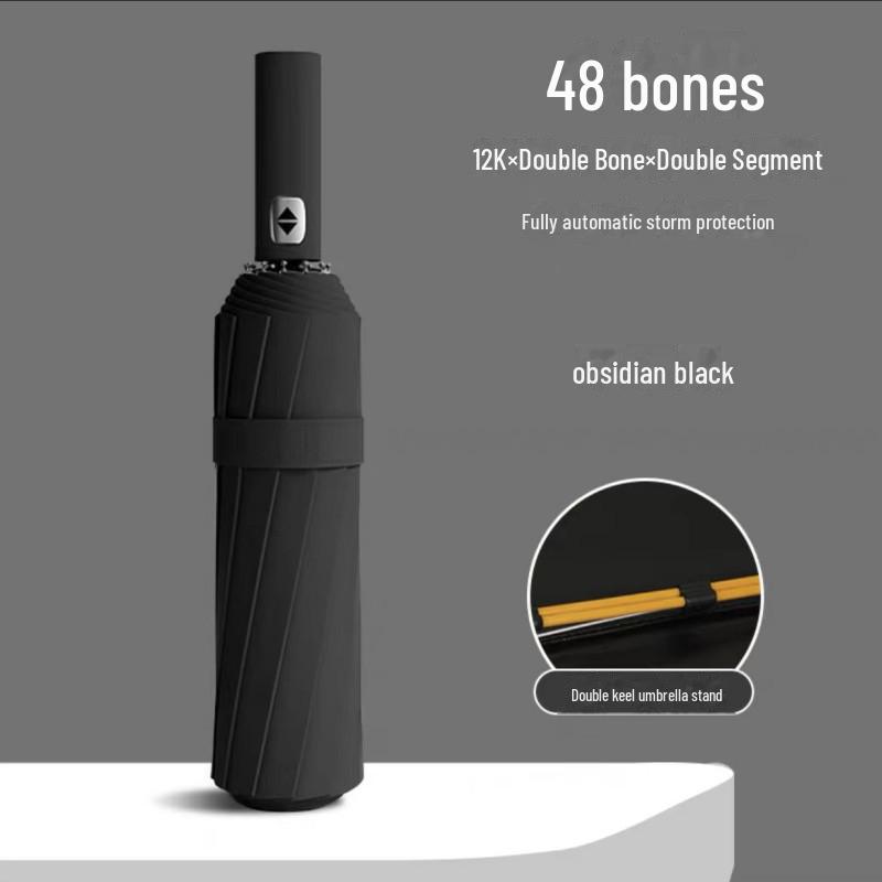 Автоматический складной зонт с двумя килями, 72 кости, женский, ветроустойчивый, солнцезащитный козырек двойного назначения, защита от УФ-излучения, подходит для использования в солнечную и дождливую погоду.