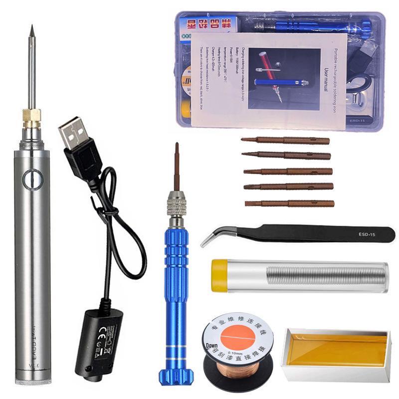 Portable USB Rechargeable Wireless Soldering Iron and Outdoor Repair Tool Set
