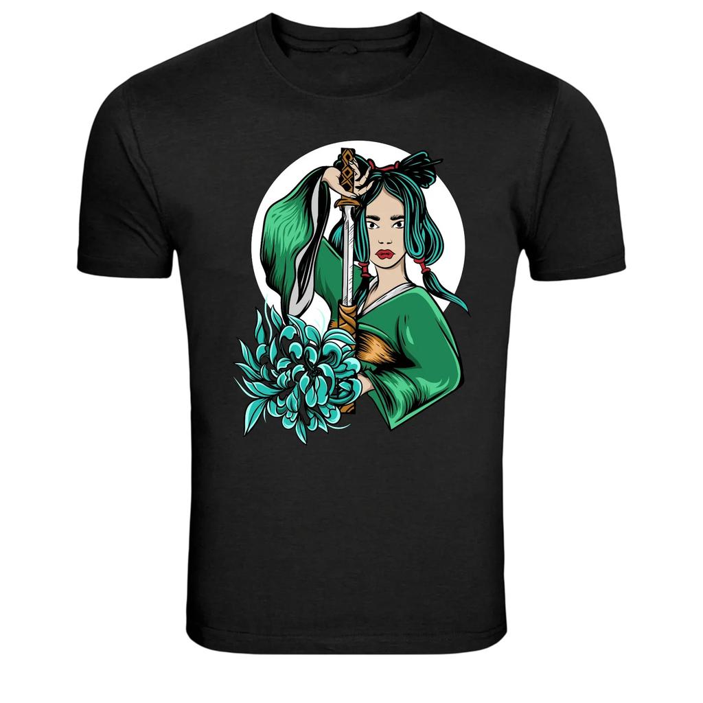 Samurai Girl Katana Japanese Warrior Graphic T-Shirt
