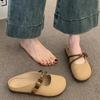 Mary Jane Bag Head Half Slippers Women's Summer Wear Versatile 2025 New Flat Bottom One Pedal Half Support Single Shoes Soft Sole