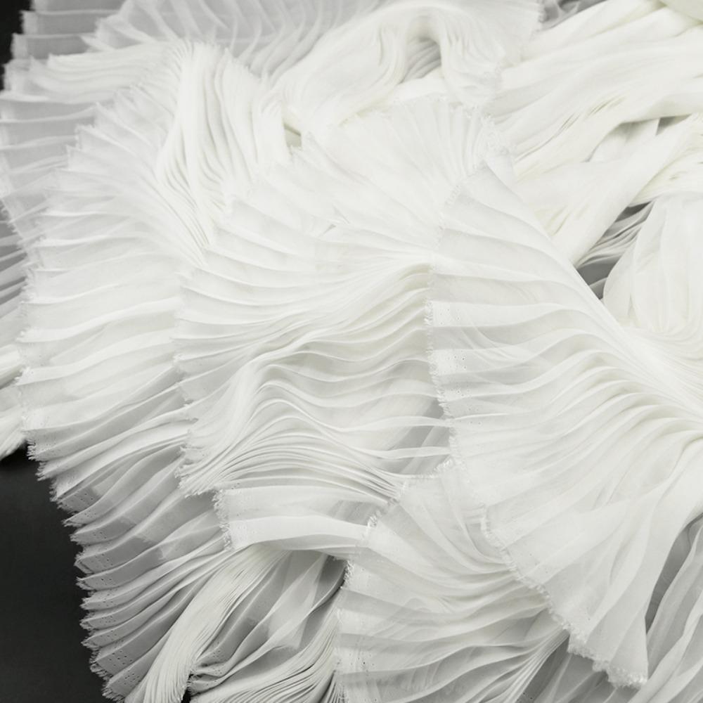 Handmade Pleated Organza Fabric Light Chiffon DIY Material New Wrinkled Cloth Fabric  Summer