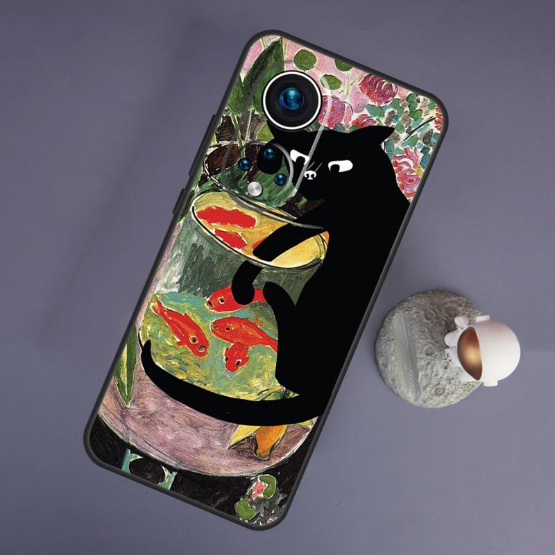 Милый чехол с изображением черного кота для Huawei Honor Magic 5 Lite 70 50 X8 X9 a P20 P30 P40 P50 P60 Pro P Smart Nova 9 5T