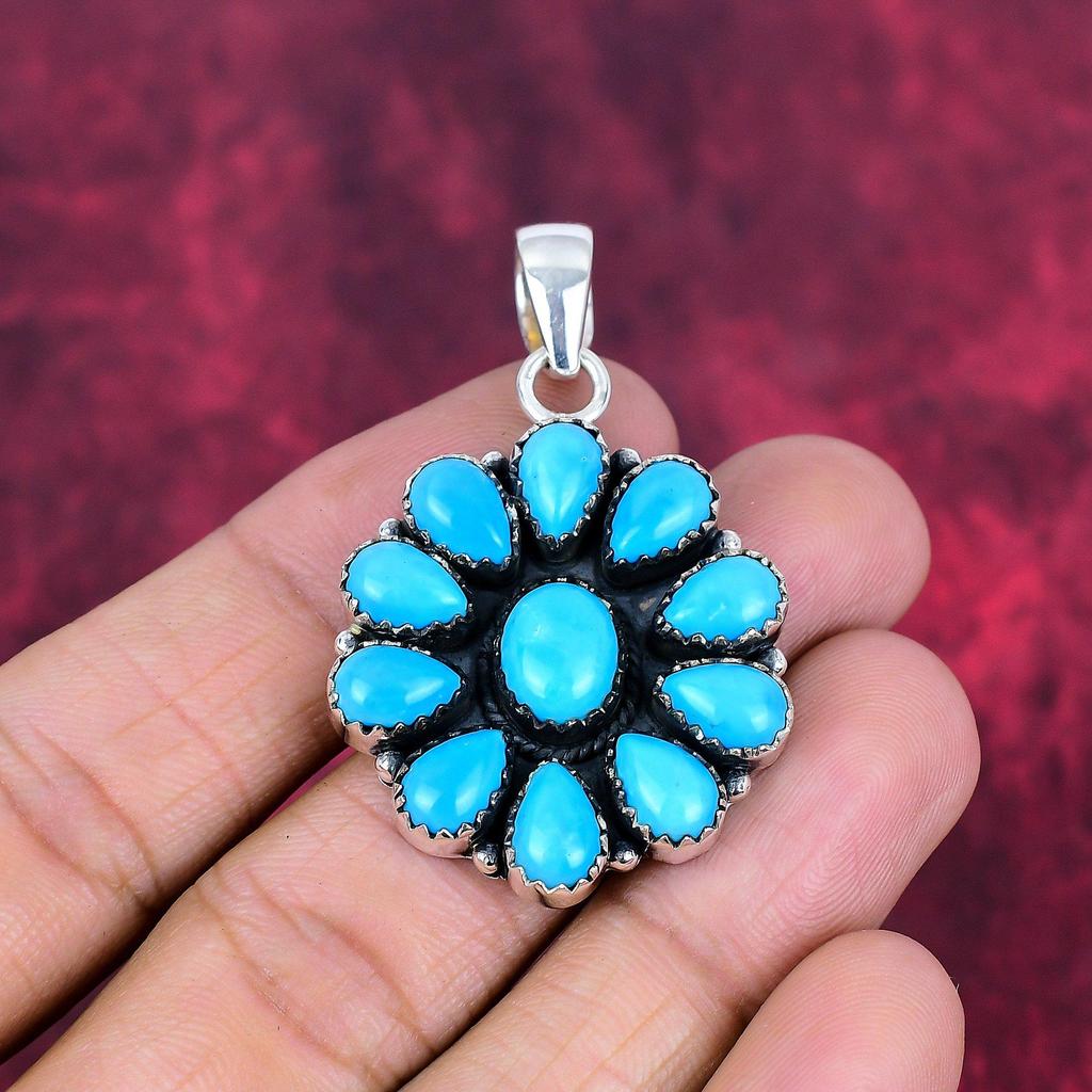 Sleeping Turquoise 925 Solid Sterling Silver Pendant, Handmade Gemstone Pendant Jewelry, Gifts For Wife Brand New Pendant