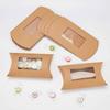 20pcs Paper Pillow Boxes Gift Candy Packing Box with Clear Window BurlyWood 17.5x10x3.8cm