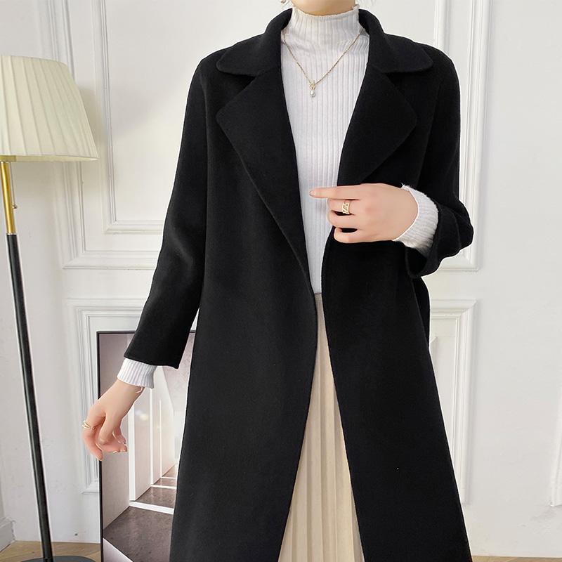 Женское пальто из 100% шерсти TIDENOVEL Осеннее шерстяное длинное пальто Ручной работы Пальто-бушлат Зимняя теплая шерстяная длинная куртка Пальто