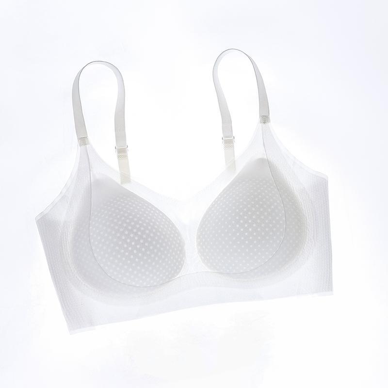 Summer thin cool underwear for girls with big breasts, small sports straps, beautiful vest style ice silk breathable seamless bra, strapless bra
