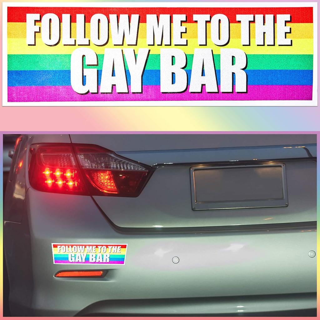 Frienda 2 Pieces Large Funny LGBT Stickers Waterproof Rainbow Car Stickers Colorful Gay Bumper Sticker for Car, RV, SUV, Auto, Truck, Boat, Laptops