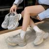 Height-increasing Platform Student Sports Shoes 2025 Summer and Autumn New Lightweight Dad Shoes Women's Mesh Breathable Sneakers