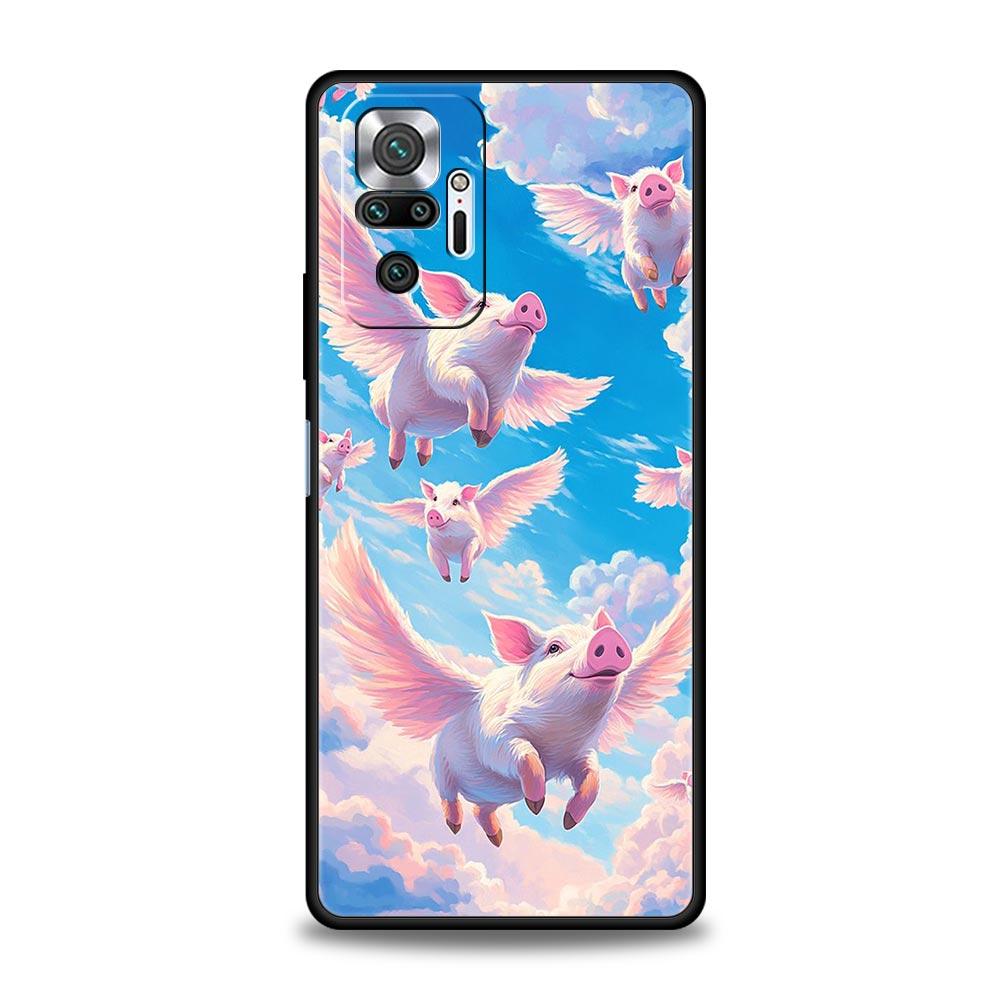 Милый Чехол-Крышка для Телефона в Виде Свиньи для Redmi 14C 10C Note 15 14 13 12 10 11 K40 Pro Plus 5G Мягкий ТПУ Корпус Ударопрочный Fundas Capas Сумки